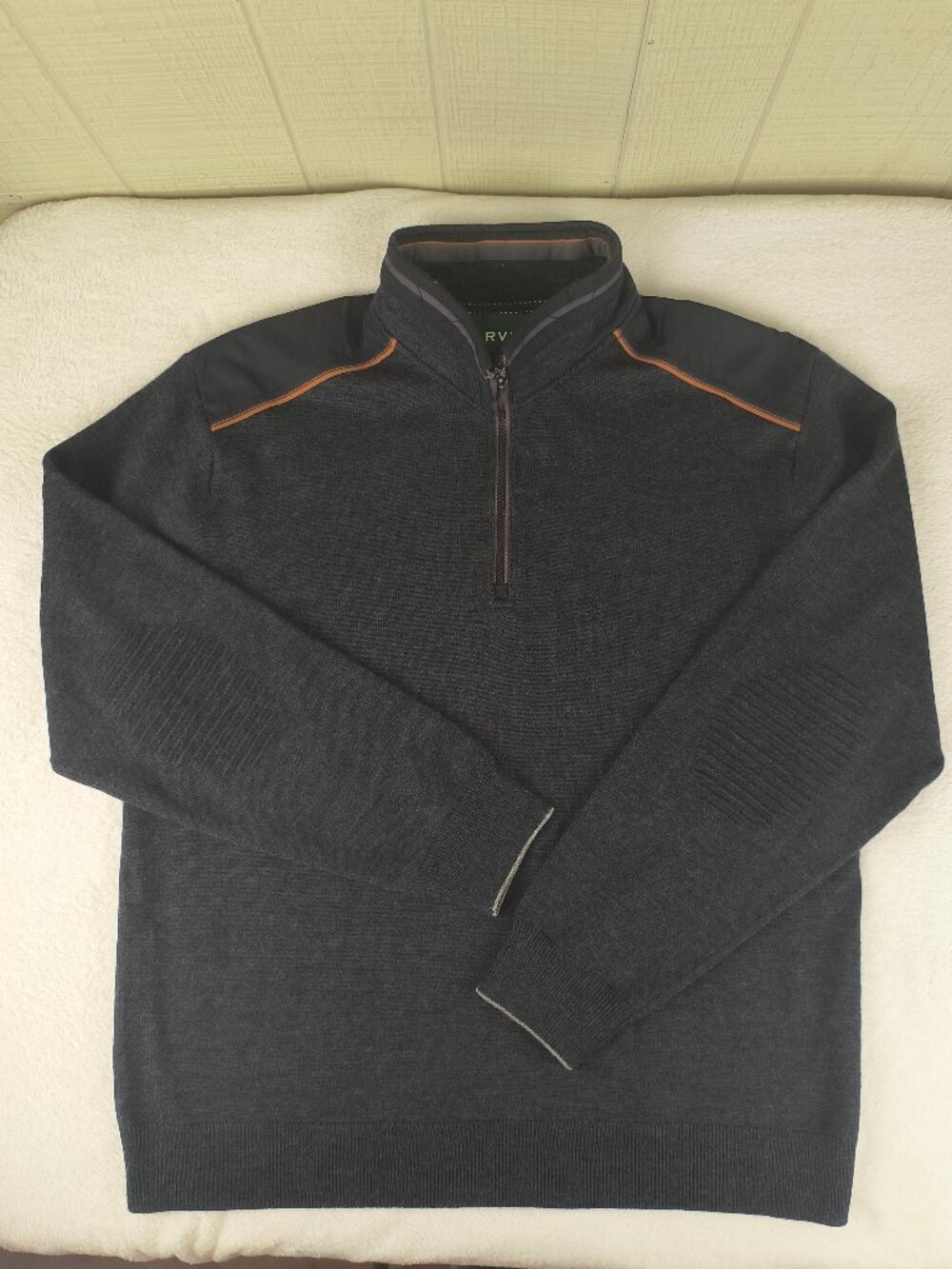 Orvis 100% Merino Wool 1/4 Zip Pullover Sweater Charcoal Gray Men's XL